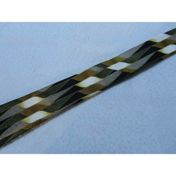 Manzoni Geometric Art Abstract Striped Black Diamond Italy Silk Neck Tie - Picture 5 of 10